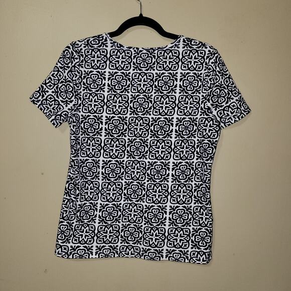 Talbots Navy White Print Scalloped‎ Neck M/P - Picture 8 of 10